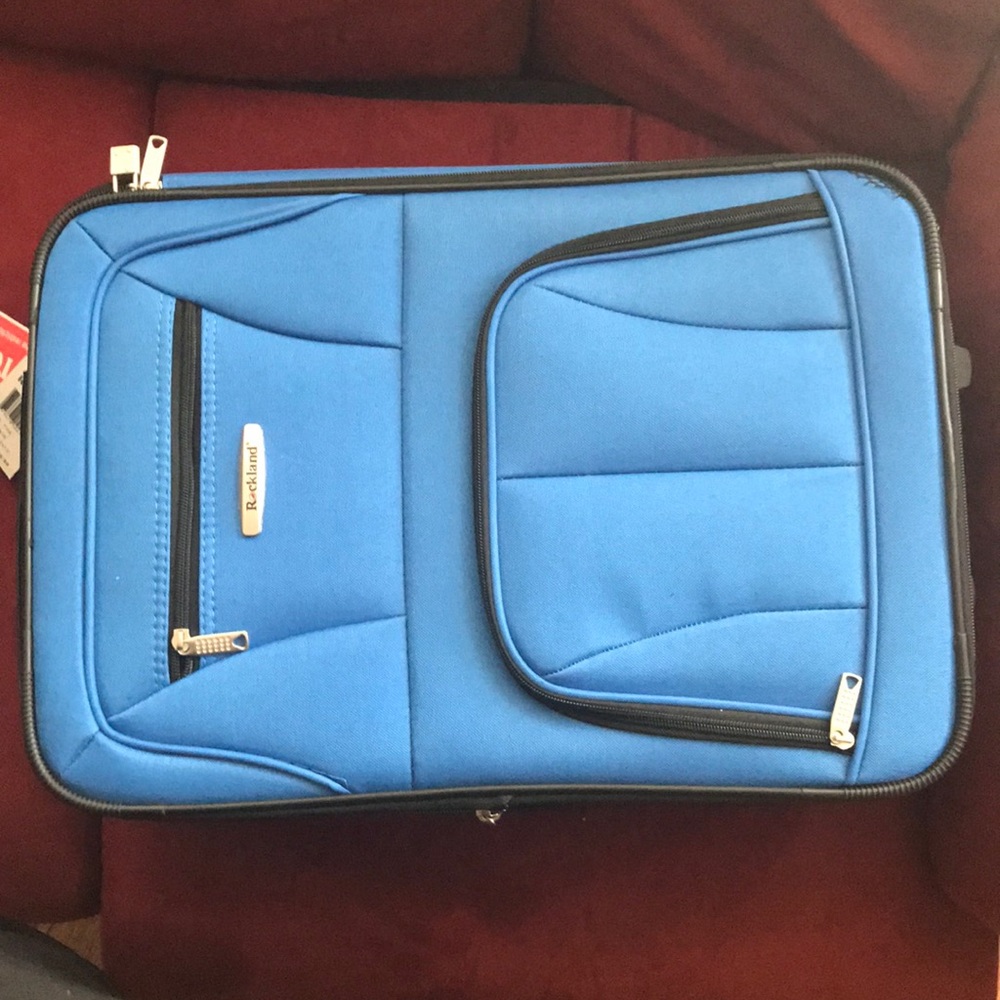 Blue Luggage Suitcase with Carry on Bag